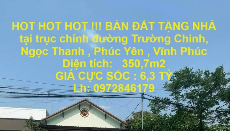 HOT HOT HOT !!! BÁN ĐẤT TẶNG NHÀ tại trục chính đường Trường Chinh cạnh Hồ Đại Lải - Vĩnh Phúc